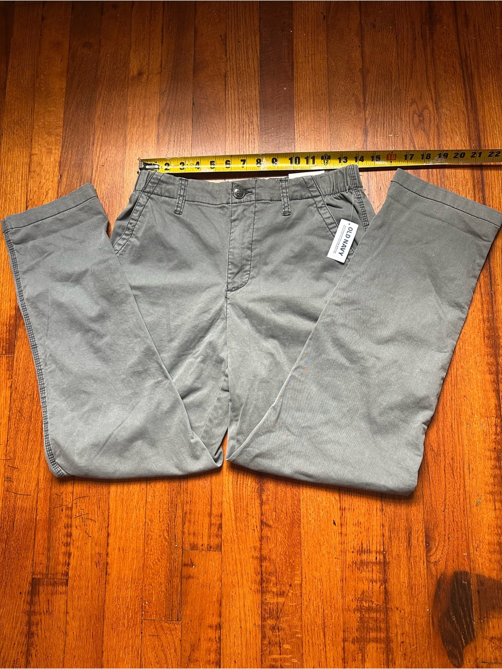 new OLD NAVY Stretch PANTS Womens S HiGH Raise GRAY Denim Straight elastic waist